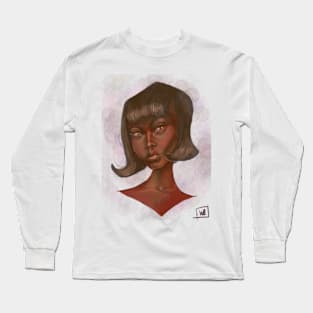 Cute Portrait of a Black Woman With a Bob Long Sleeve T-Shirt